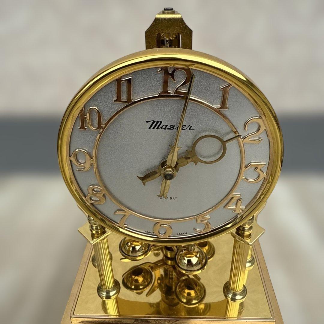 Master 400-Day 置時計 ガラス製 金色　ゼンマイ巻き式　レトロ
