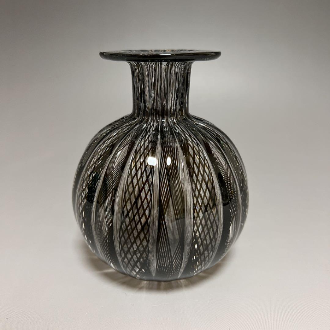 ムラノ／ヴェネチアンガラス＊レース 蓋付 パフュームボトル 香水瓶 一輪挿し