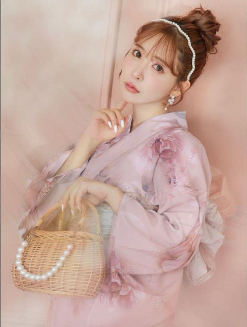 sugar くすみピンクアンティークフラワー浴衣 ピンク 浴衣 三上悠亜 セット