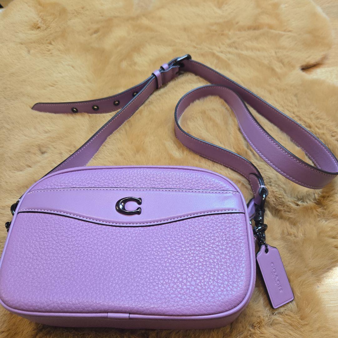 COACH パープルレザーショルダーバッグ