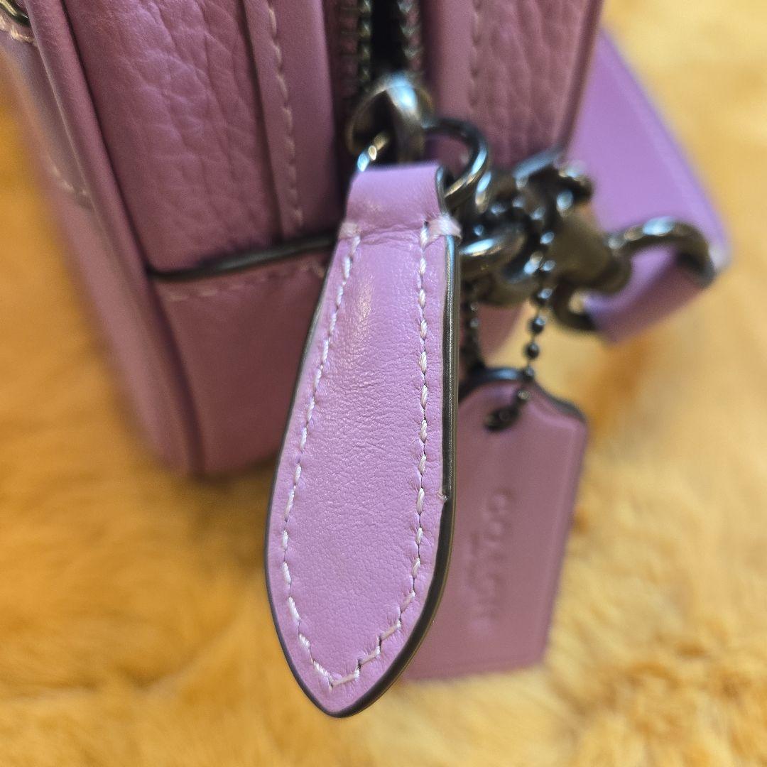 COACH パープルレザーショルダーバッグ