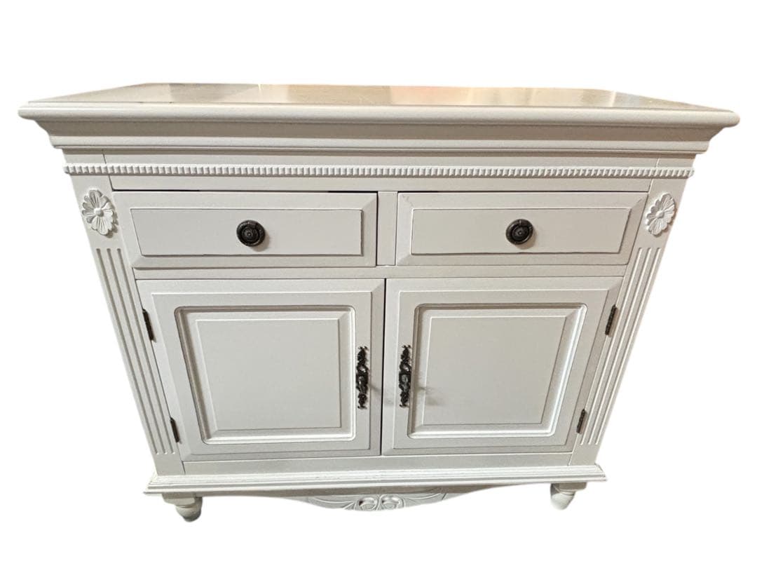 シャビーシック　アンティーク　ロココ　キャビネット　サイドテーブル　猫脚　飾り棚