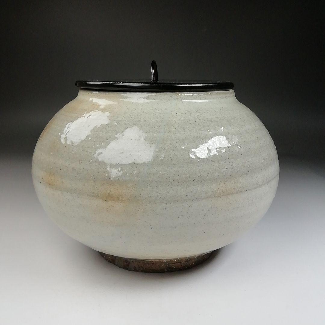 Ｔ８４３　水指　『粉引水指』『奥村考山 造』　共箱　茶道具