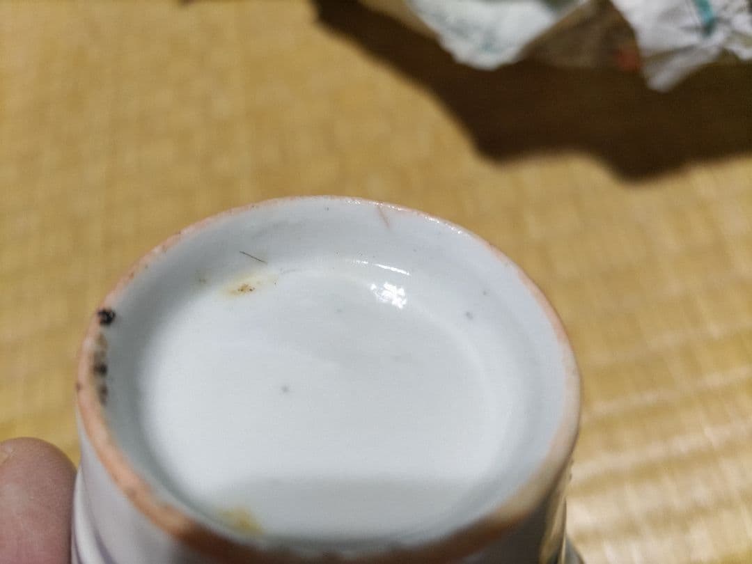 古伊万里　初期様式　広東型　そば猪口　菊絵　生掛け・厚底