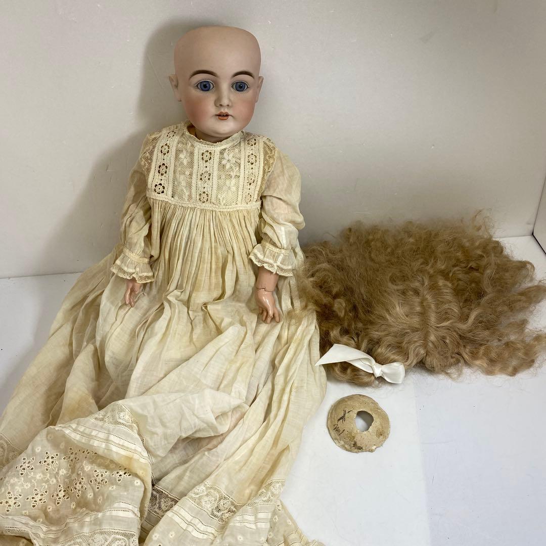 ドイツ製　アンティーク　ビスクドール　ブルースリープアイ　オープンマウス首裏に銘