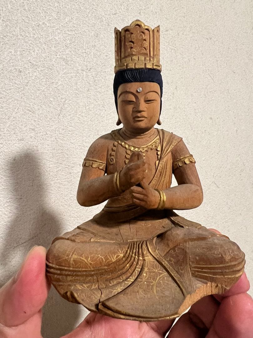 金剛界 大日如来坐像 念持仏 木彫 彩色 截金 仏像 仏教美術 骨董 古美術
