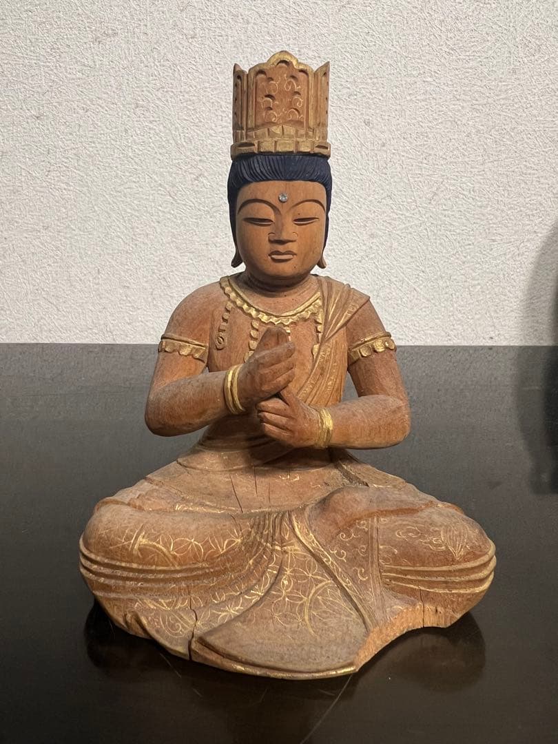 金剛界 大日如来坐像 念持仏 木彫 彩色 截金 仏像 仏教美術 骨董 古美術