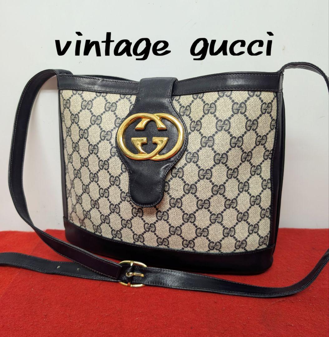 美品 極希少！gucci シェリーライン ショルダーバッグ マーモント ネイビー