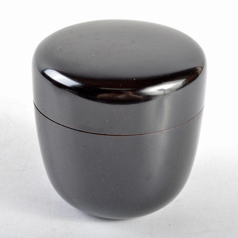 茶道具　塗師　川瀬表完作　黒中棗　仕覆付　淡々斎極め箱　M　R4879