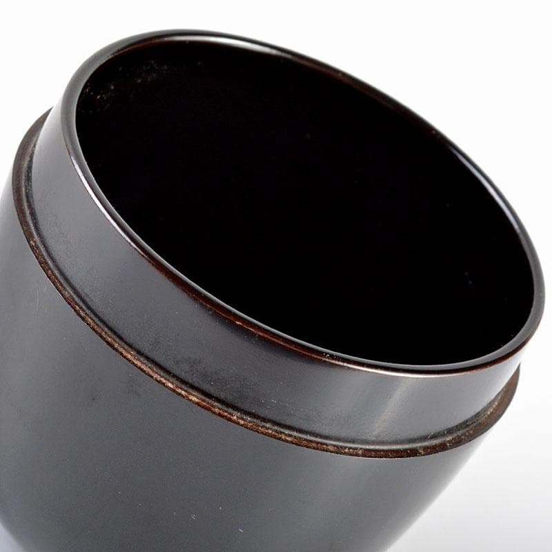 茶道具　塗師　川瀬表完作　黒中棗　仕覆付　淡々斎極め箱　M　R4879