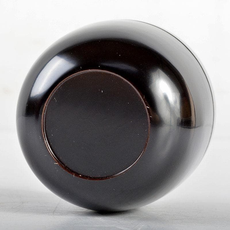 茶道具　塗師　川瀬表完作　黒中棗　仕覆付　淡々斎極め箱　M　R4879