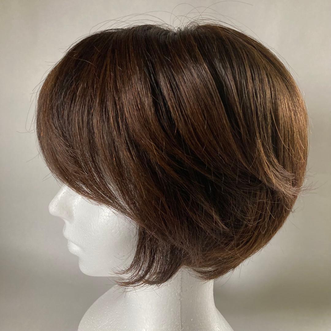 マダムヒロコ　フルウィッグ　ショート　人毛MIX 　総手植え　ナチュラルブラウン