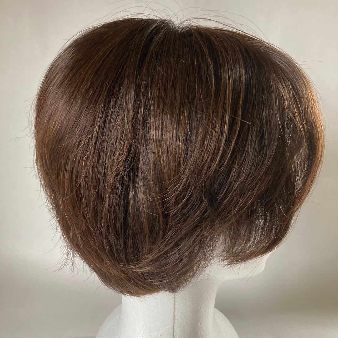 マダムヒロコ　フルウィッグ　ショート　人毛MIX 　総手植え　ナチュラルブラウン