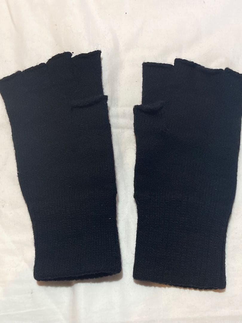 ナンバーナインnumbernine黒ブラック指なしコットン手袋グローブ指抜き