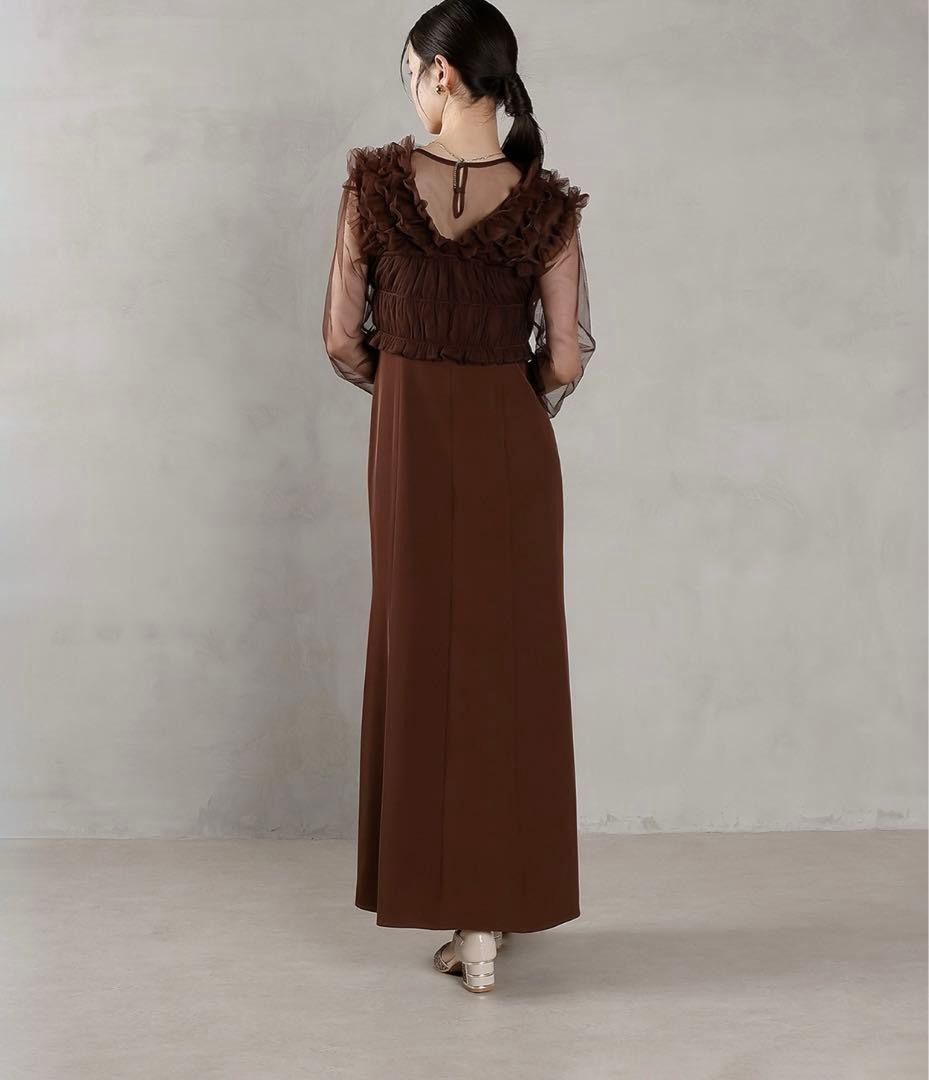 Kana チュール ボリューム フリル ベスト シアー トップス ワンピース