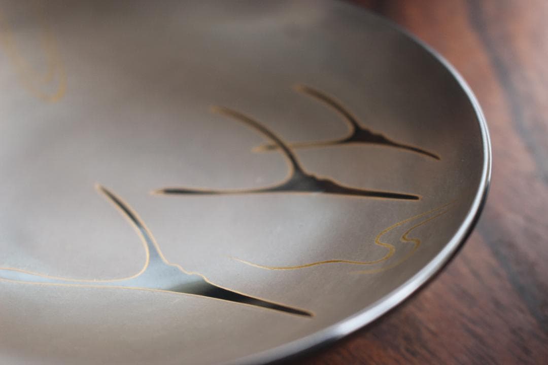 デッドストック！極上ススキ文に優美な内銀雁蒔絵の大椀2点（検輪島塗蒔絵椀雑煮椀