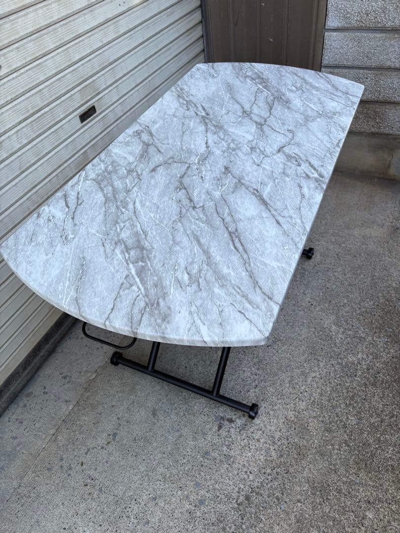 大理石調　昇降テーブル　中古品