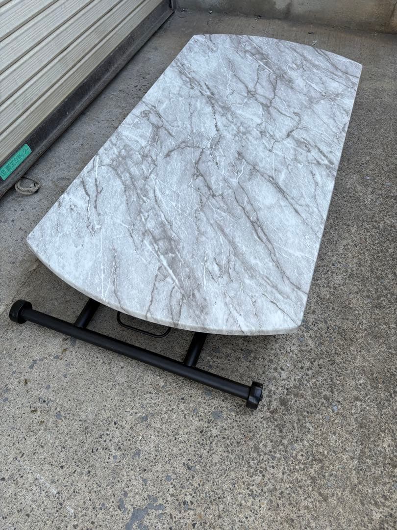 大理石調　昇降テーブル　中古品