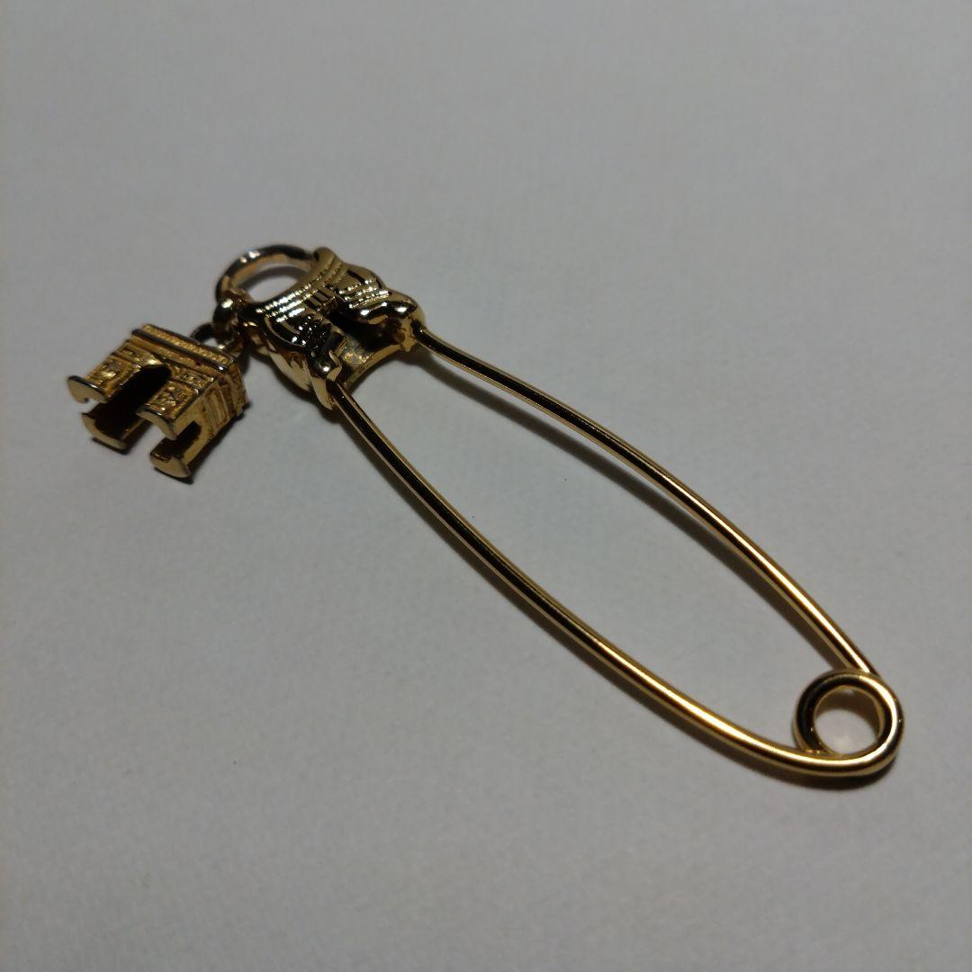 CELINE　セリーヌ　ヴィンテージ　ブローチ　安全ピン　マカダム柄　ゴールド