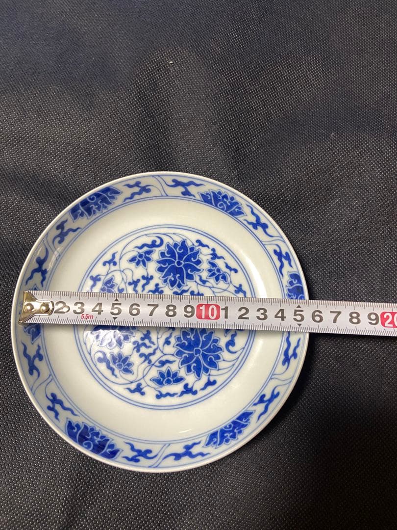 中国古美術 大清光緒年製　青花纏枝蓮文皿　染付