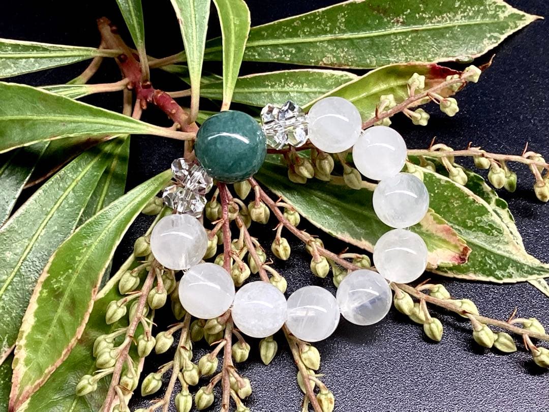 ✳糸魚川翡翠青緑入りコン沢＊乙女鉱山白水晶＊奈留島水晶20面カット玉のリング本物