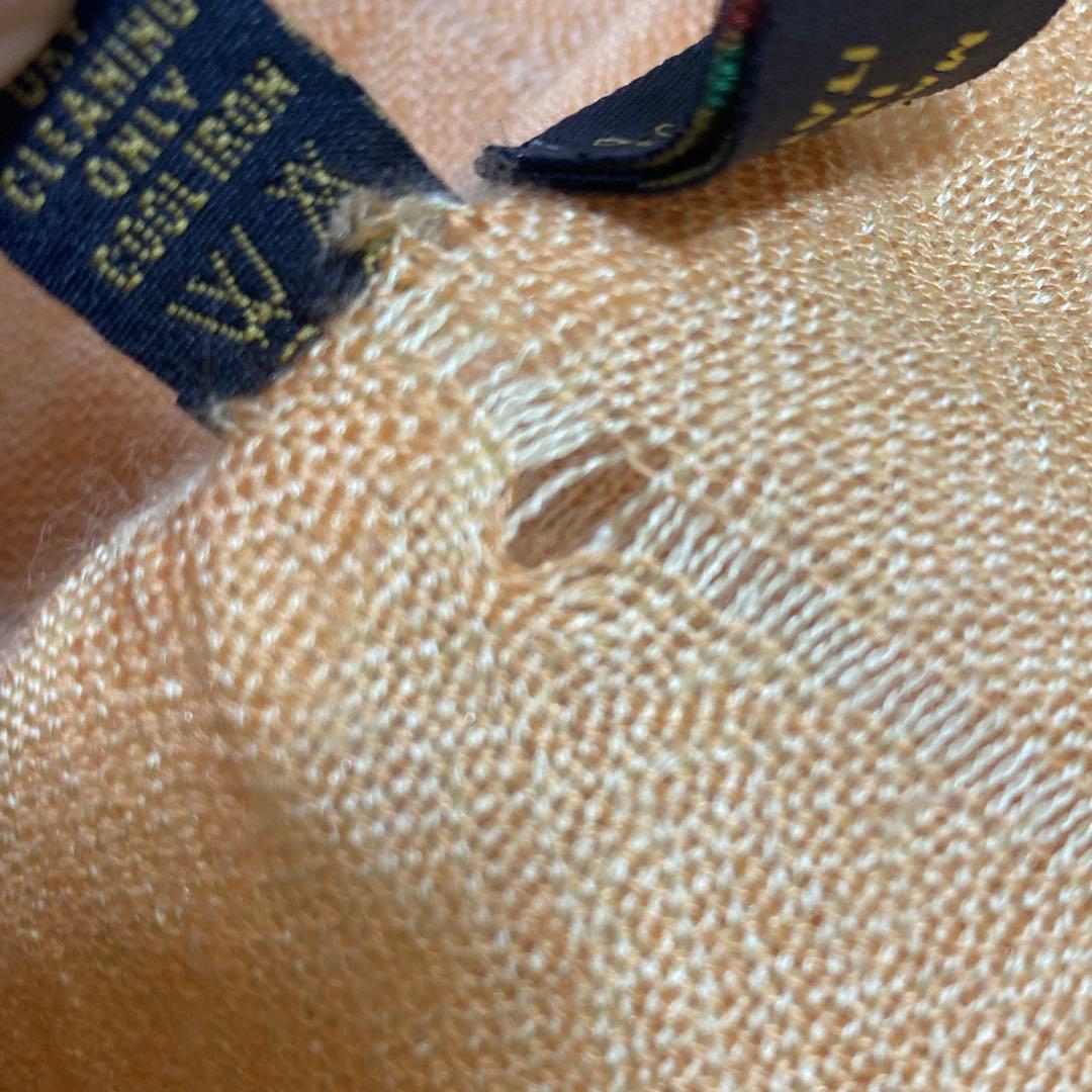 ロロピアーナ　カシミヤシルク　大判ストール　オレンジ系　バイカラー　イタリア製