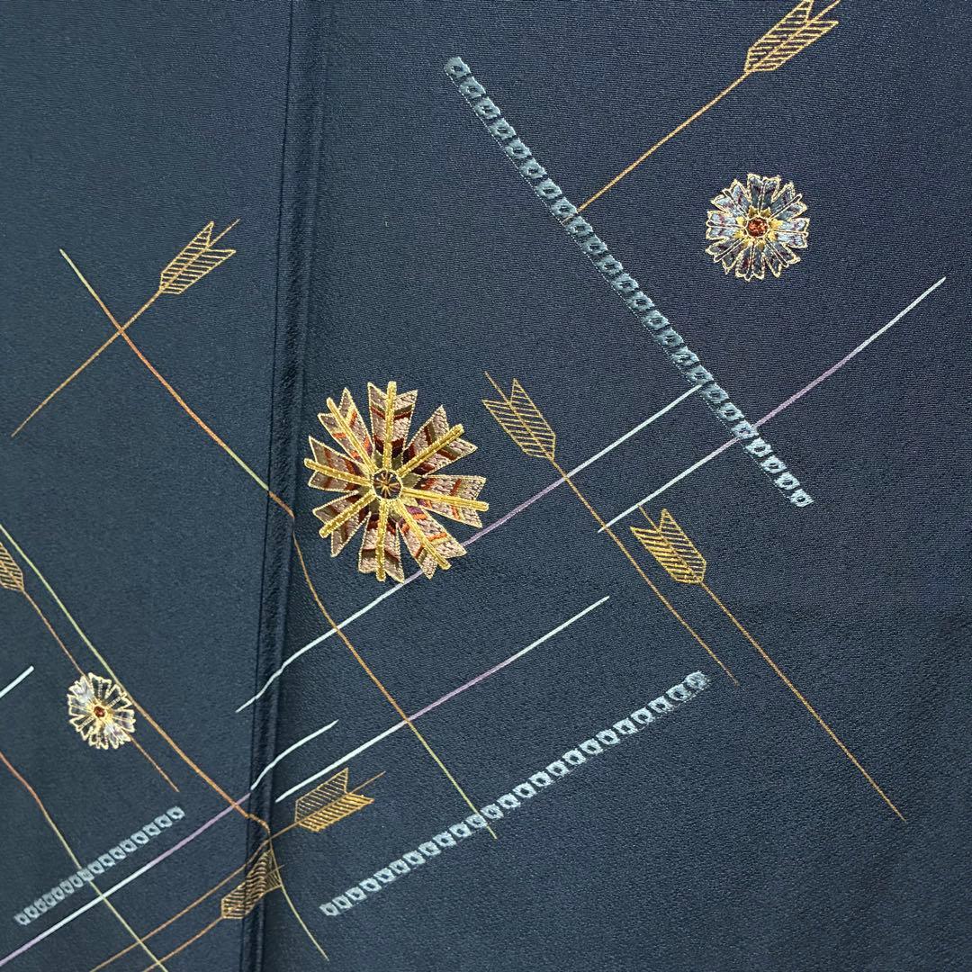 18日以降発送 D60訪問着 刺繍 正絹着物 袷 バチ衿 しつけ糸付未使用極美品