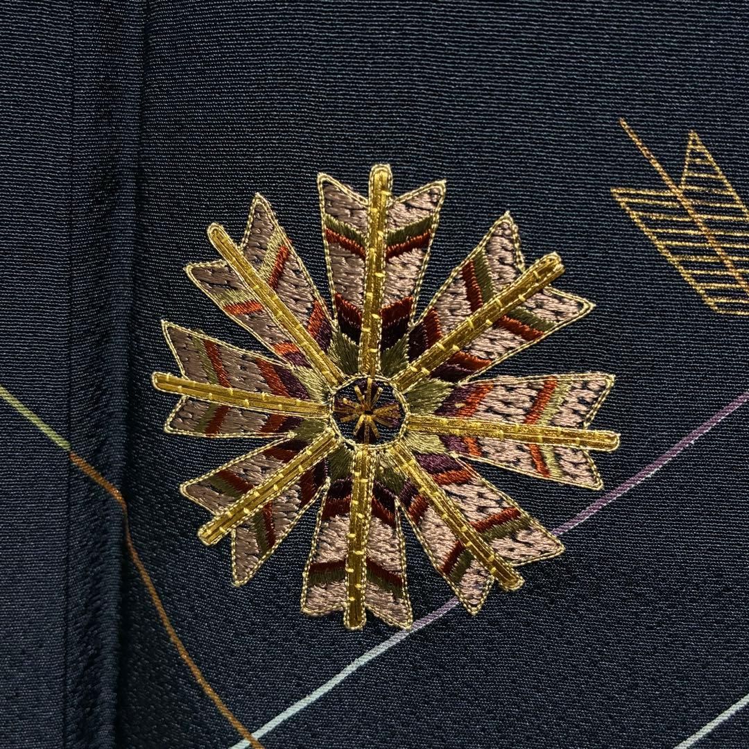 18日以降発送 D60訪問着 刺繍 正絹着物 袷 バチ衿 しつけ糸付未使用極美品