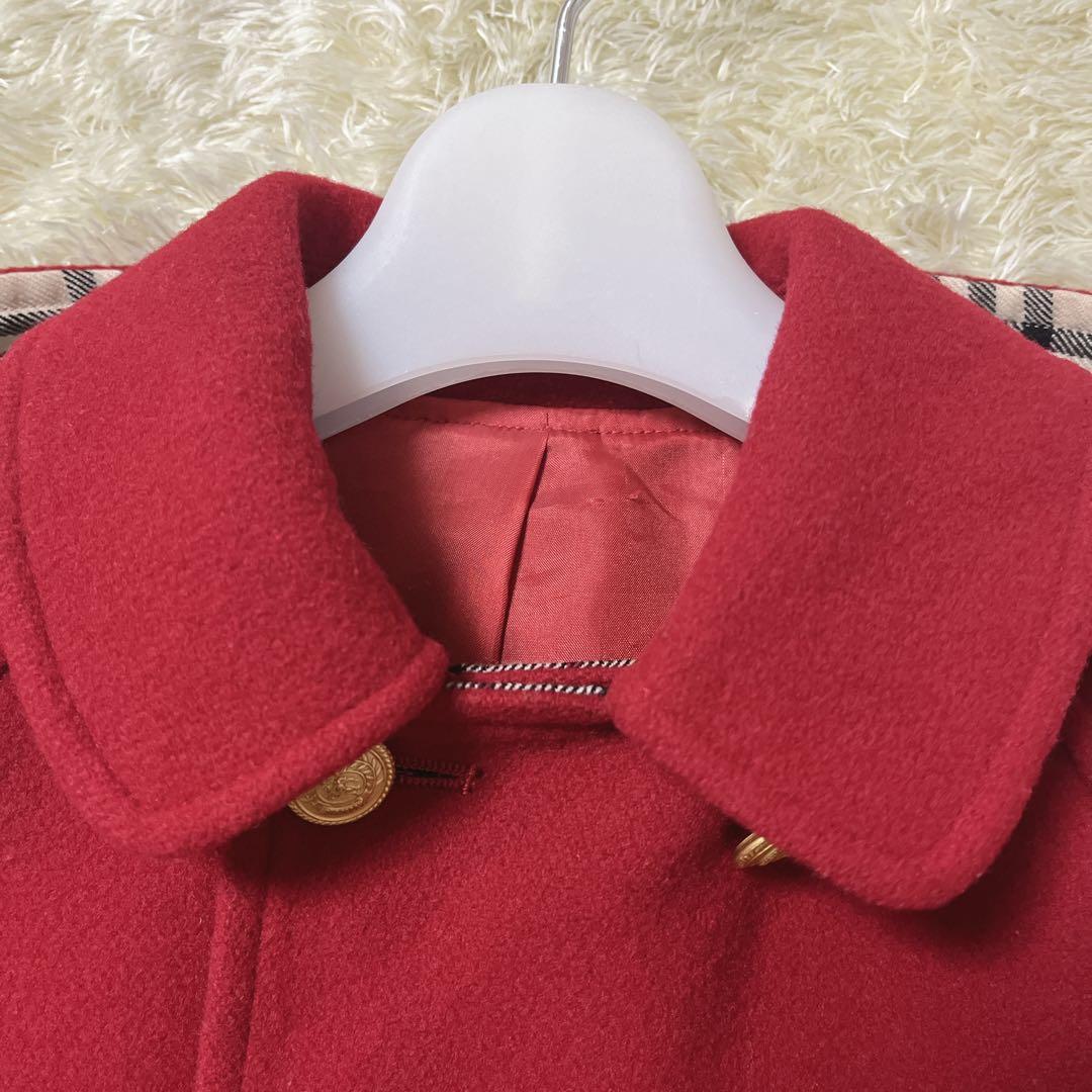 バーバリーロンドン　ウールコート　金ボタン　赤　100A