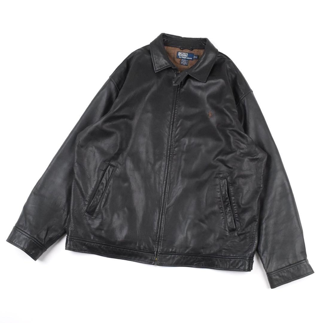 90s Polo Ralph Lauren Leather Jacket 黒