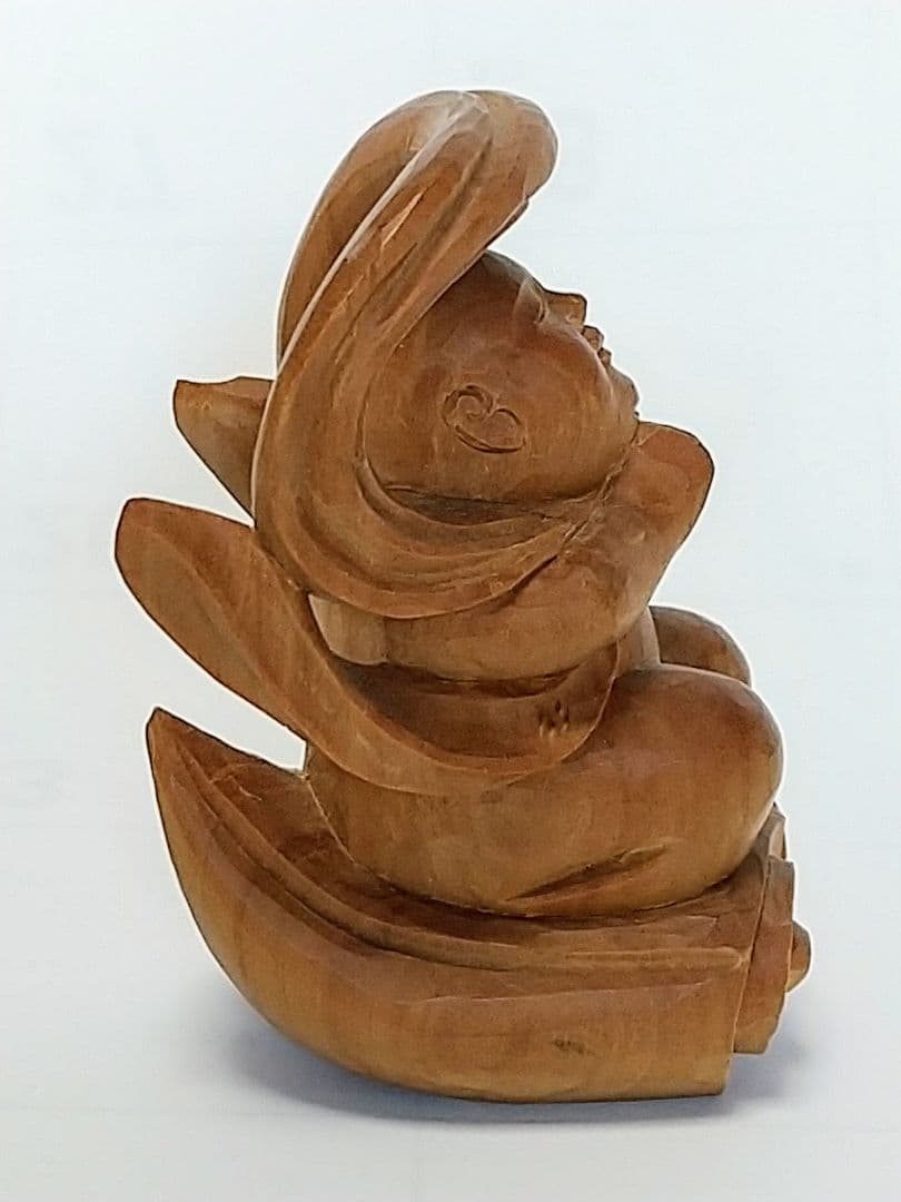 童子坐像 飛天 #567 ◆白檀 木彫 仏像