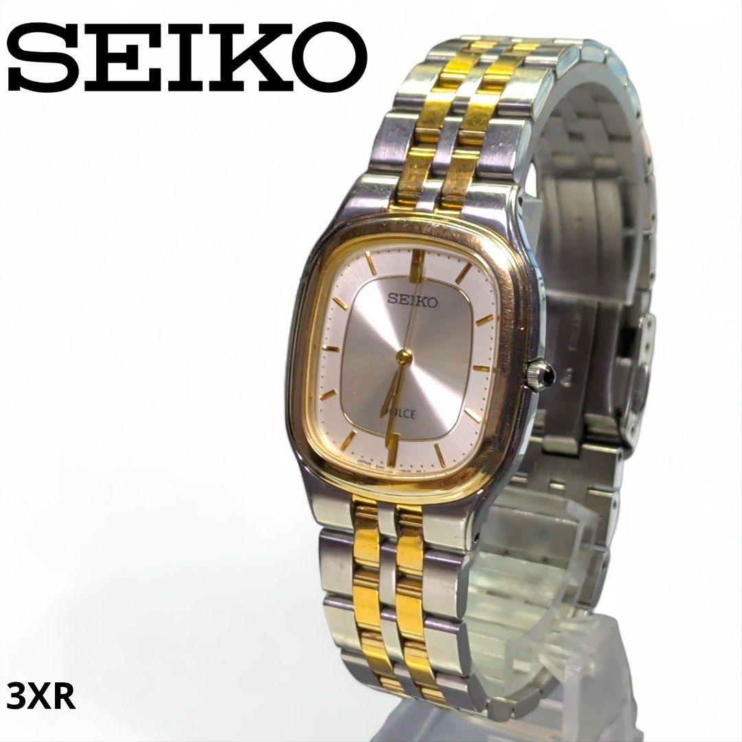 【美品】稼働品 セイコー ドルチェ 高精度クォーツ コンビメタル オーバル