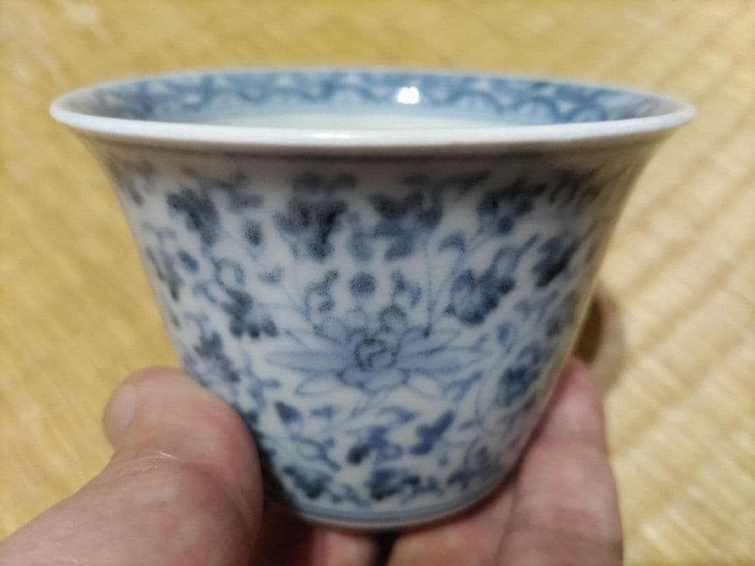 古伊万里　総花唐草　蕎麦猪口・向付　富貴長春銘　美品！