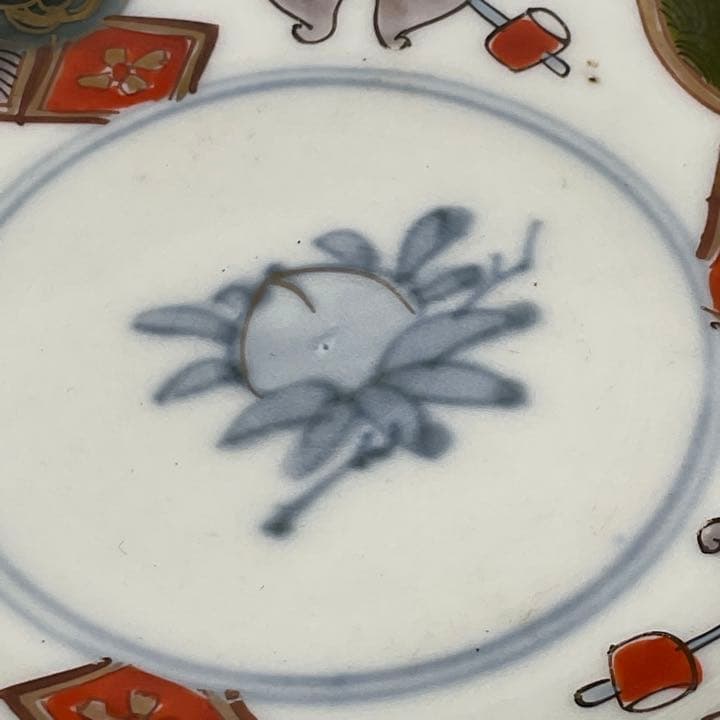 蔵出し　骨董　小皿　5枚セット　うさぎ　風炉釜　桃図