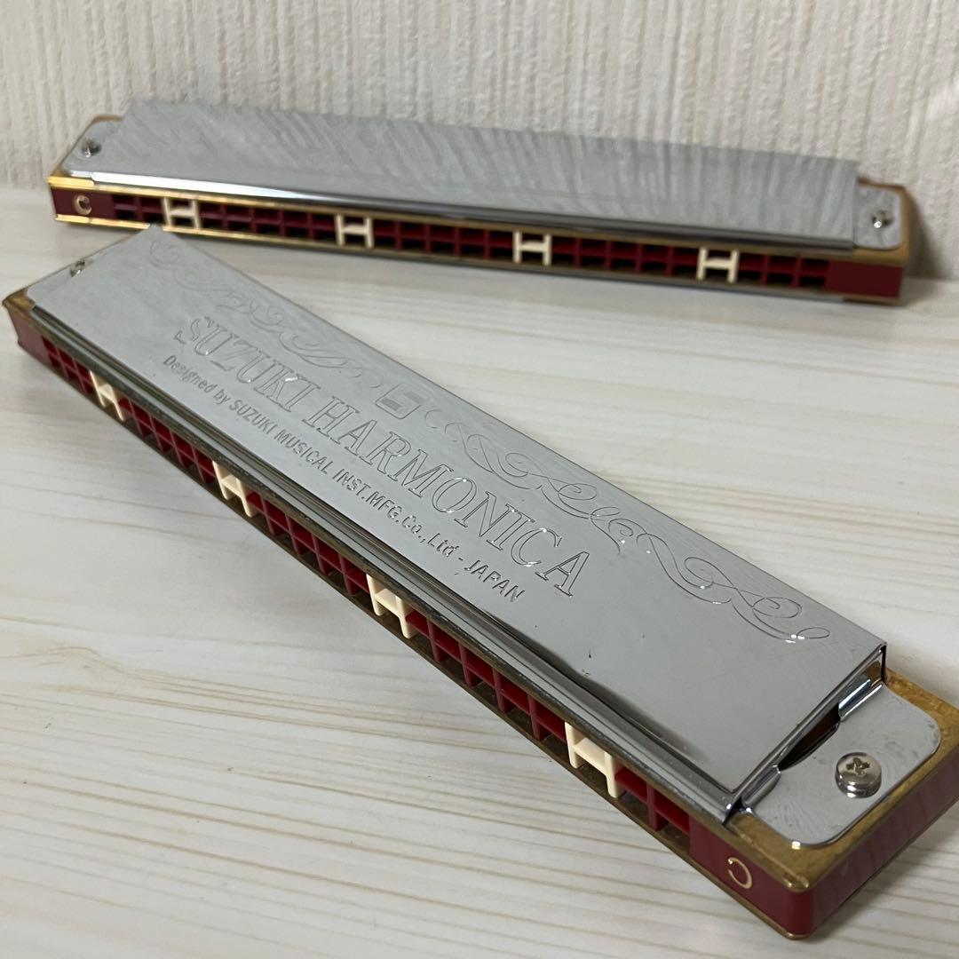 【中古品】SUZUKI 24穴複音ハーモニカ５本　Am ANm