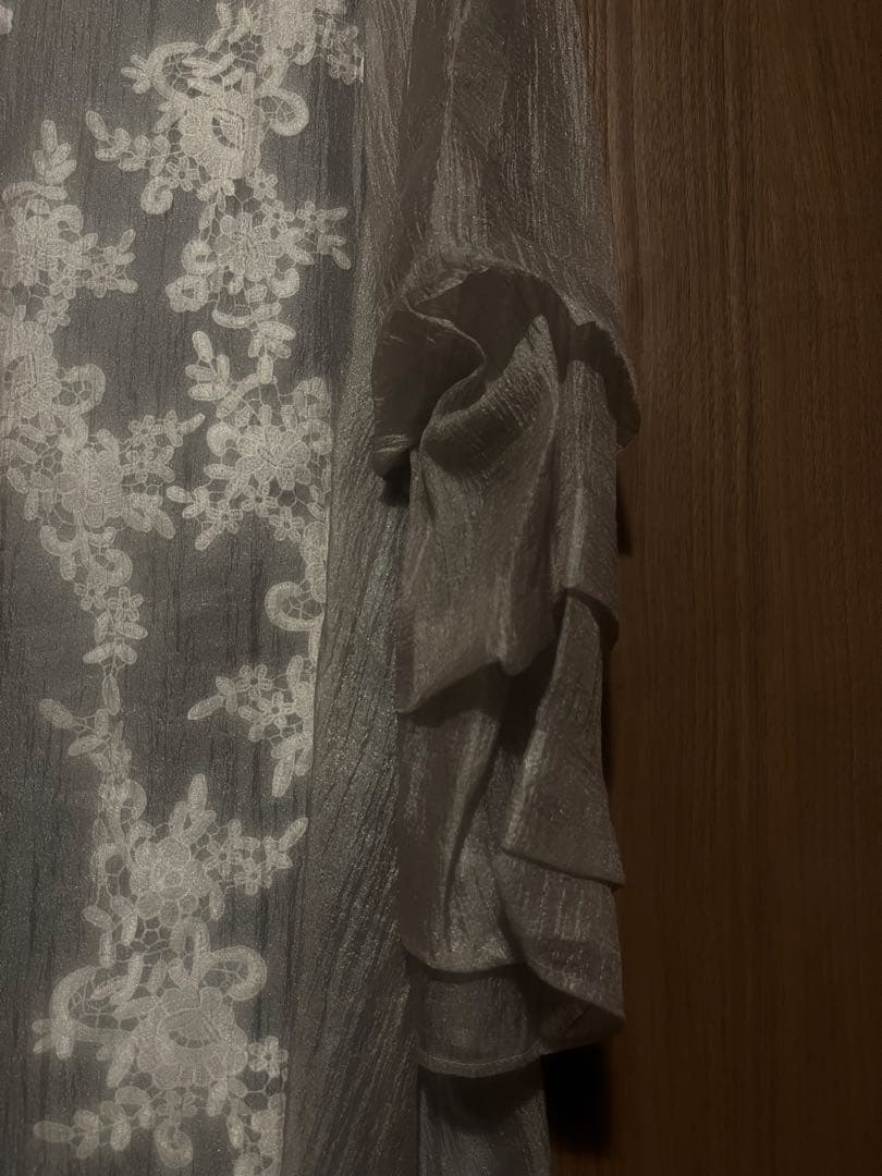 Kana モチーフレース シアーワンピース /オケージョンドレス / グレー