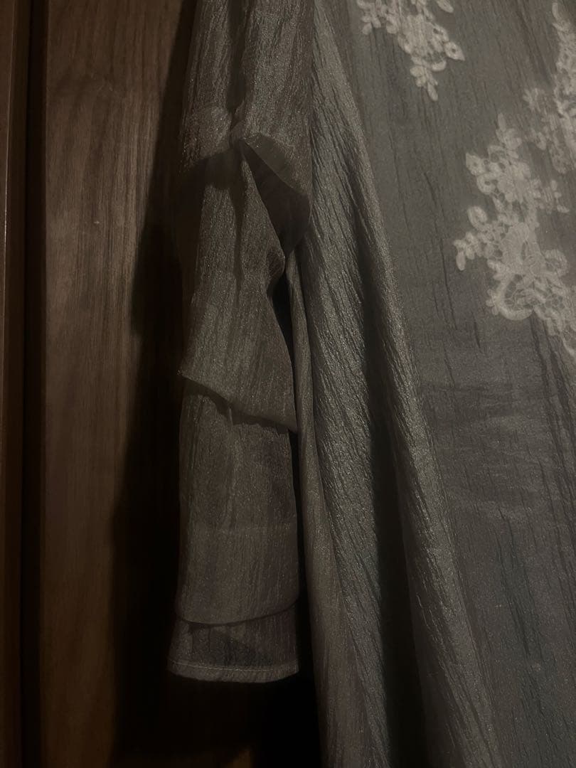 Kana モチーフレース シアーワンピース /オケージョンドレス / グレー