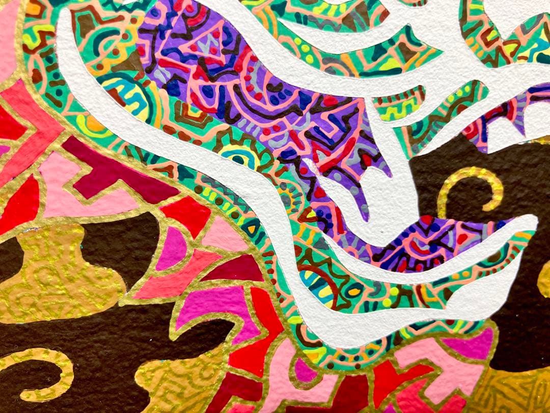 原画　龍　吉祥　動物画　絵画　アクリル画　現代アート　細密画　手描き　一点物