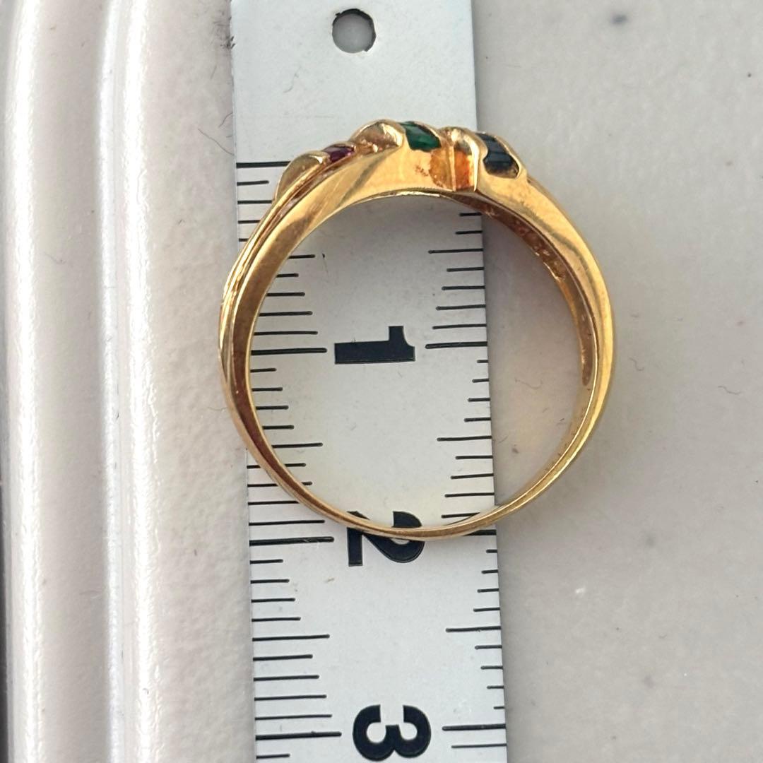 18k ルビー サファイア エメラルド リング　14号