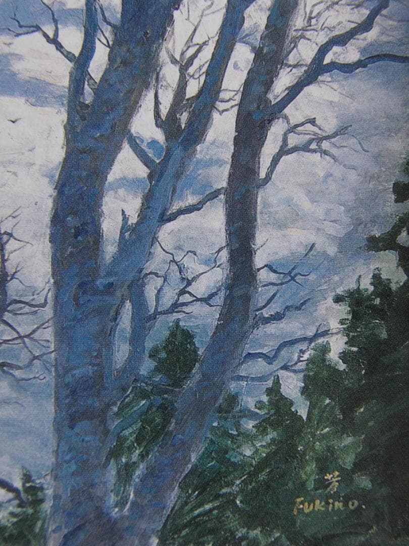 吹野芳忠、【天空の詩】、希少な額装用画集より、新品額装付