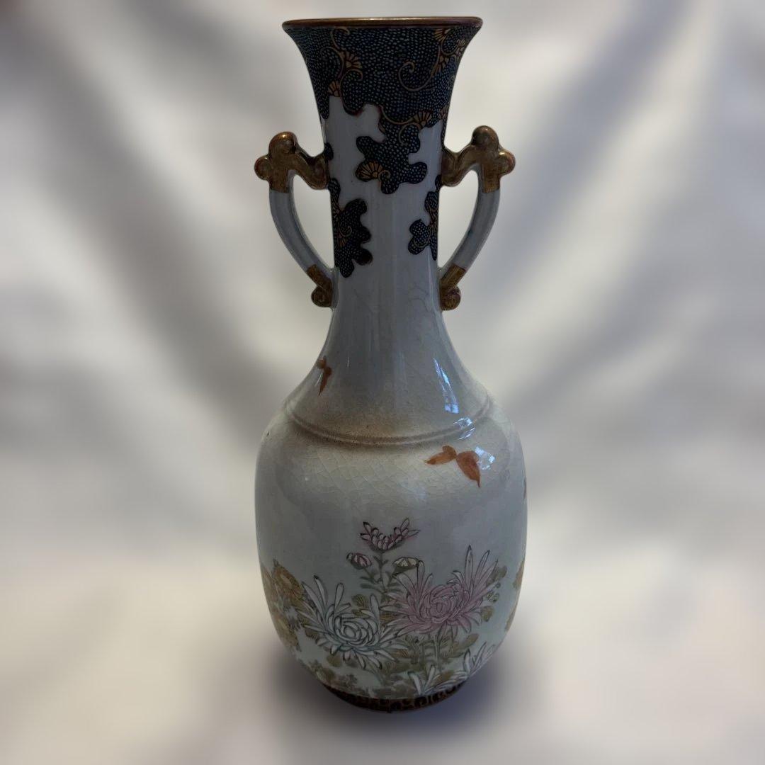 九谷焼　耳付き　花瓶　工芸品　骨董品　アンティーク