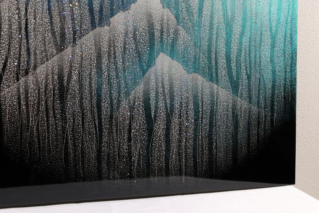 【真作】漆芸画 新木光「月夜の詩」輪島市美術展出品 額装 12号 沈金銀M865