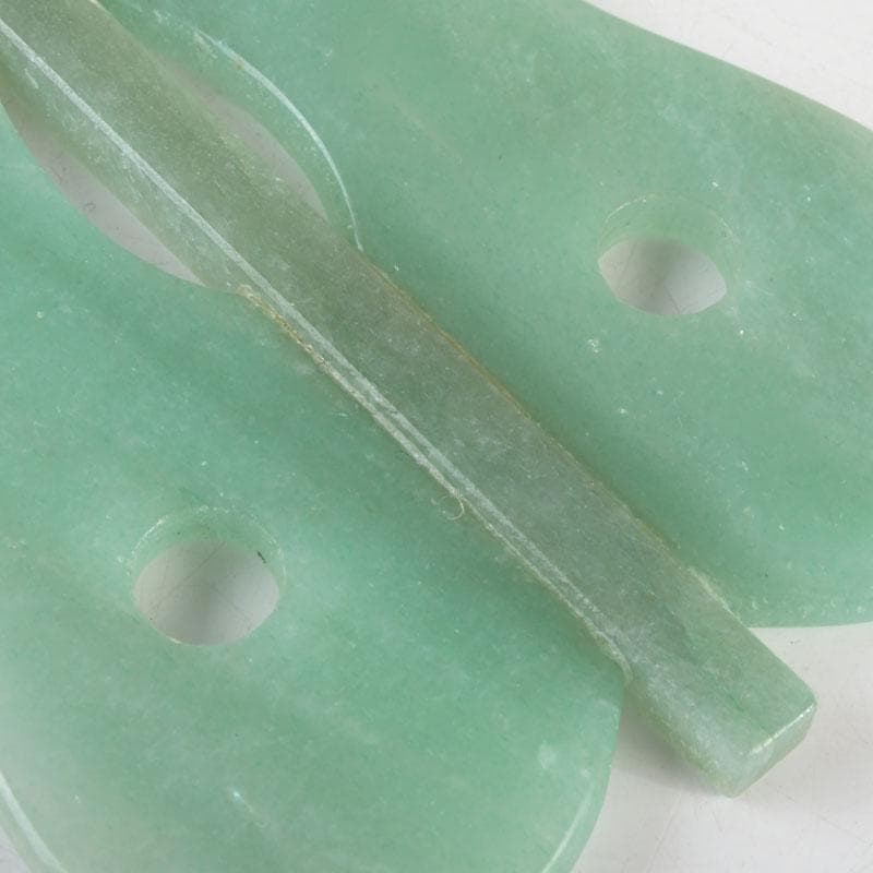 天然石　アベンチュリン　幸貴作　風林火山　軍配　縁起物　置物　共箱　V　9514