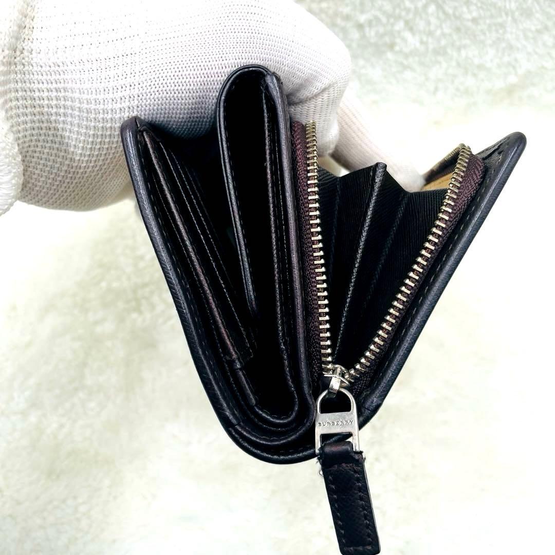 美品 Burberry バーバリー 三つ折り 財布 ノバチェック キャンバス