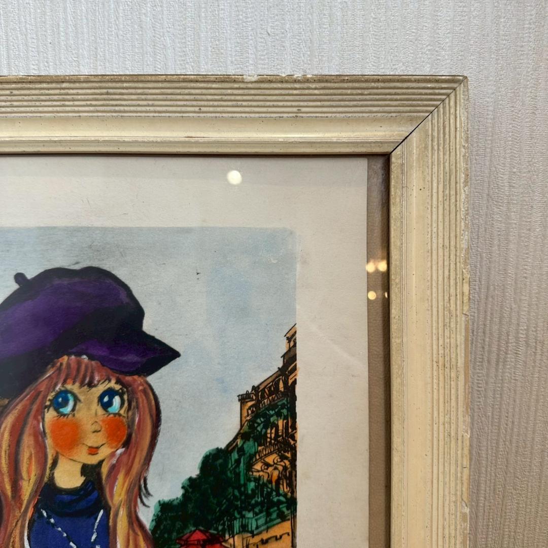 iΦ 真作 フランス ヴィンテージ ビックアイアート 少女 1972年 ドミニク