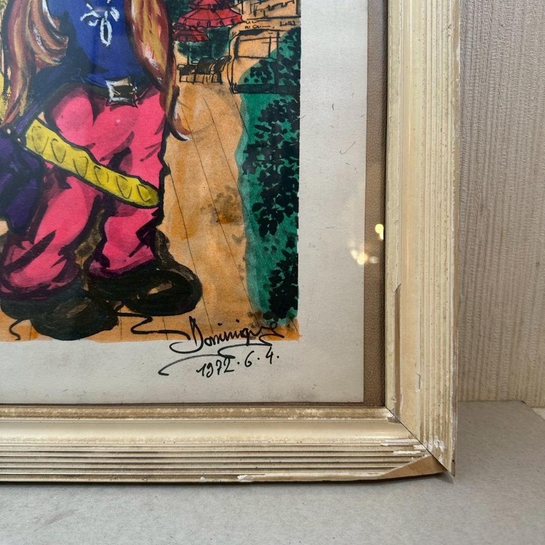 iΦ 真作 フランス ヴィンテージ ビックアイアート 少女 1972年 ドミニク