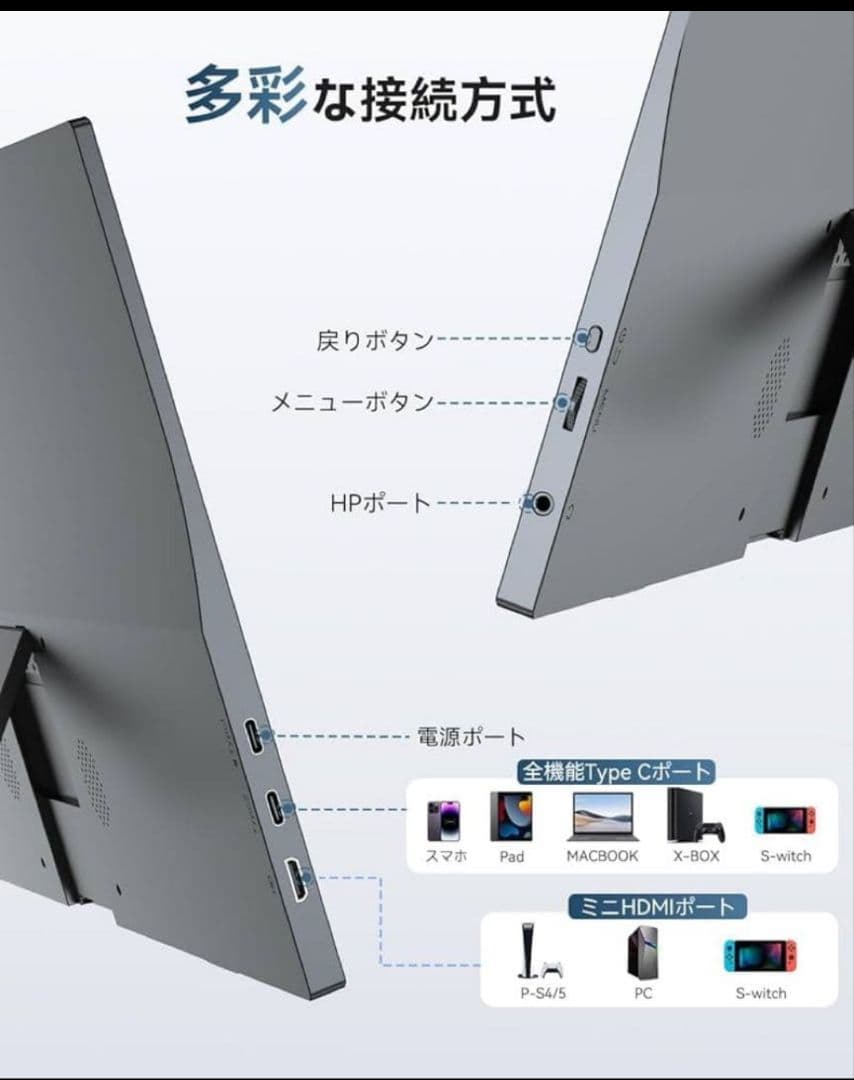 モバイルモニター IPS液晶パネル ミニHDMI 15.6インチ 自立型　一体型
