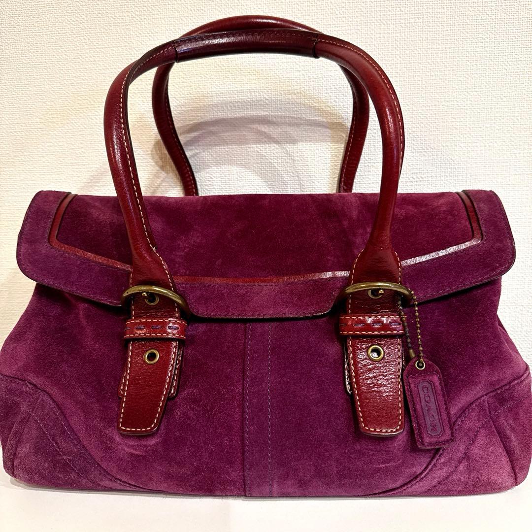 【COACH】スエードハンドバッグ パープル