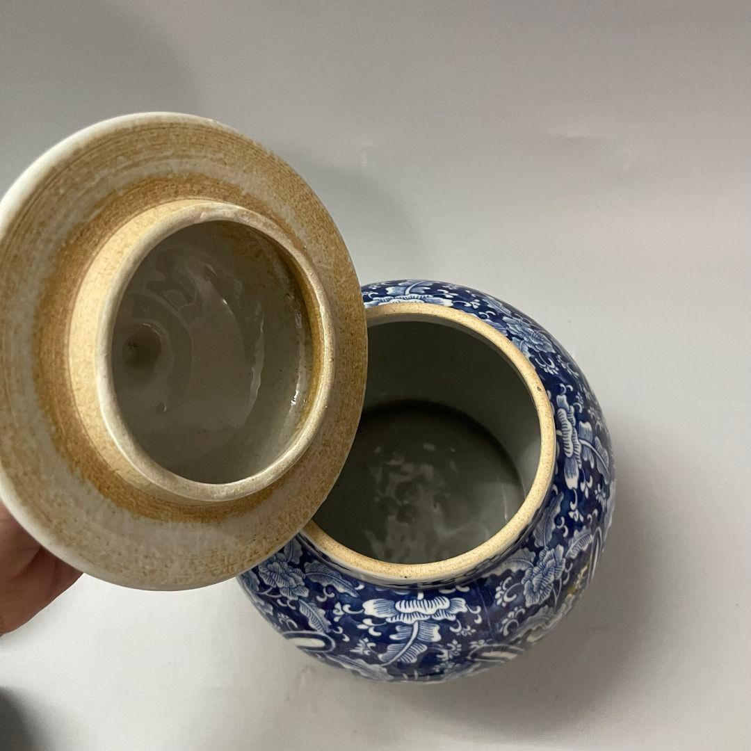 青花如意紋将軍缶 貯蔵タンク 景徳鎮 陶磁器 装飾品 現代工芸品 美術品 置物