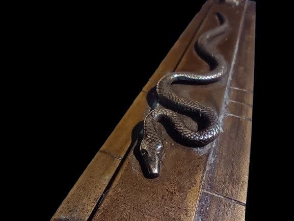 江戸時代 「鉄扇 蛇の象嵌細工有」隠し武具 道中差し